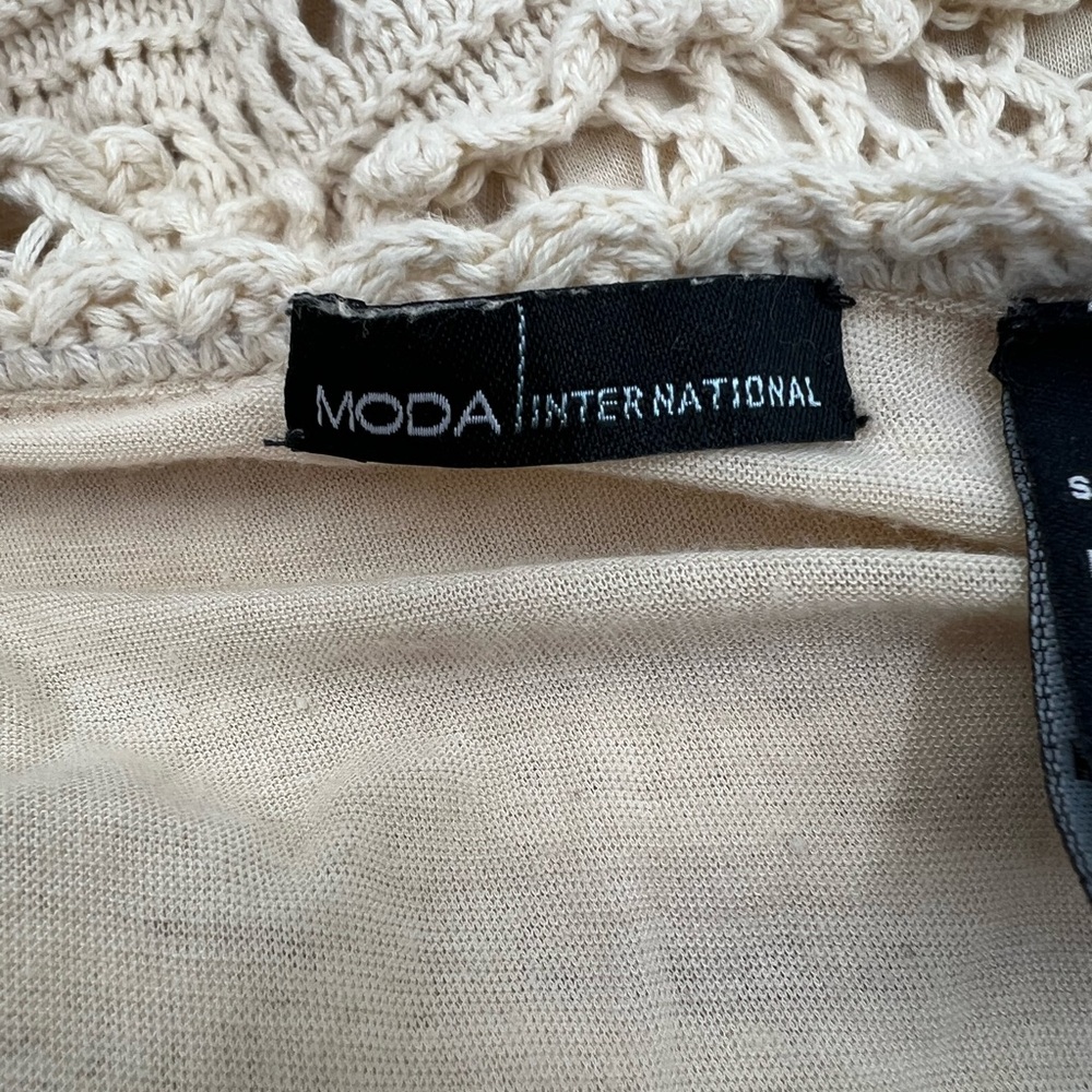 ✨ MODA International Cream Crochet Halter Dress Boho Festive Mini Dress - Medium - Picture 8 of 11